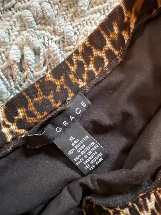 Grace Leopard Print Mesh Midi Skirt Size XL - Picture 5 of 7